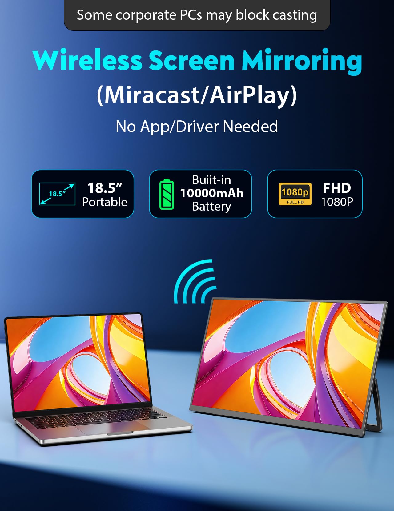 18.5 inch True Wireless Portable Monitor Review - Dettaglio