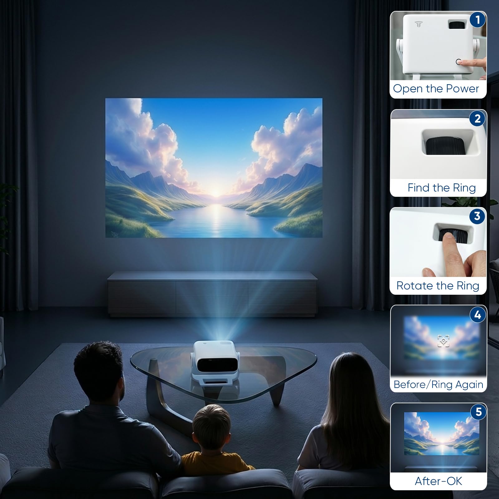 Proiettore smart 2025 con TV Android con WiFi 6 e Bluetooth 5 - Wielio integrato 1000 + app 240 Ansi per camera da letto portatile mini proiettore per film supporto 4K/1080P, chiave e zoom auto