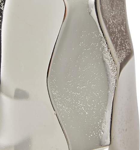 Miniatura 2 de Deco 79 Jarrón decorativo de metal de aluminio para centro de mesa, florero geométrico para decoración del hogar, 6 x 5 x 12 pulgadas, plateado