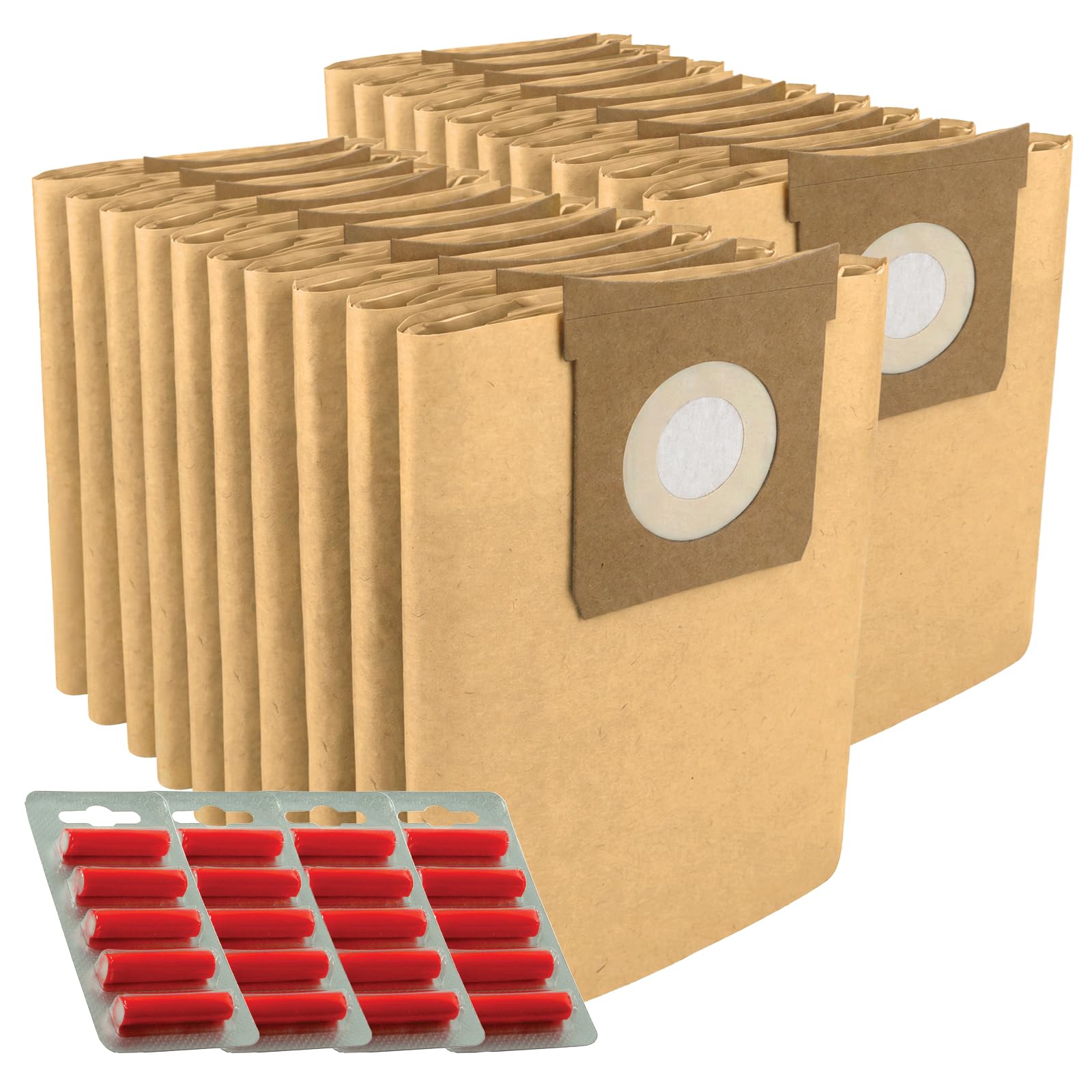 SPARES2GO Strong Dust Bags for Titan 16L 20L 30L 40L Vacuum Cleaners (Pack of 20 + 20 Fresheners) โ image 1