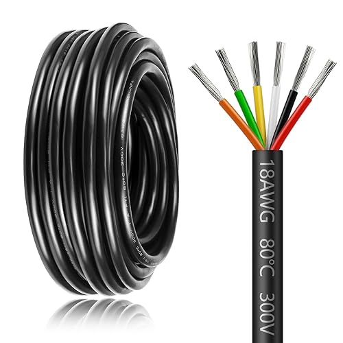 Miniatura 20 de Cable de calibre 18 de 65.6 pies, 3 conductores, cable eléctrico de 18 AWG, cable de cobre estañado trenzado sin oxígeno 18/3, cable de PVC flexible
