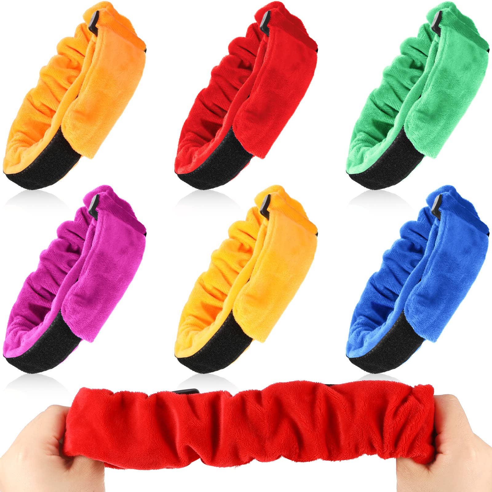 6 Pieces 3 Legged Race Bands Soft Colorful Elastic Tie Rope for Birthday Relay Race Game Carnival Field Day Backyard Indoor Outdoor Team Building Game Party Supplies Assorted Colors
