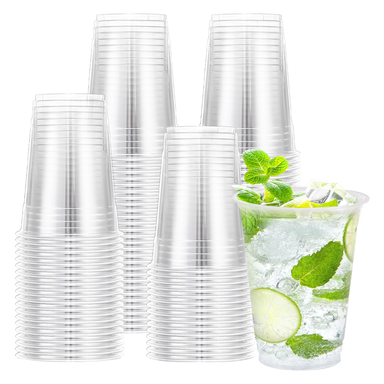 Lamosi 100 Pack 12 Oz Clear Plastic Cups