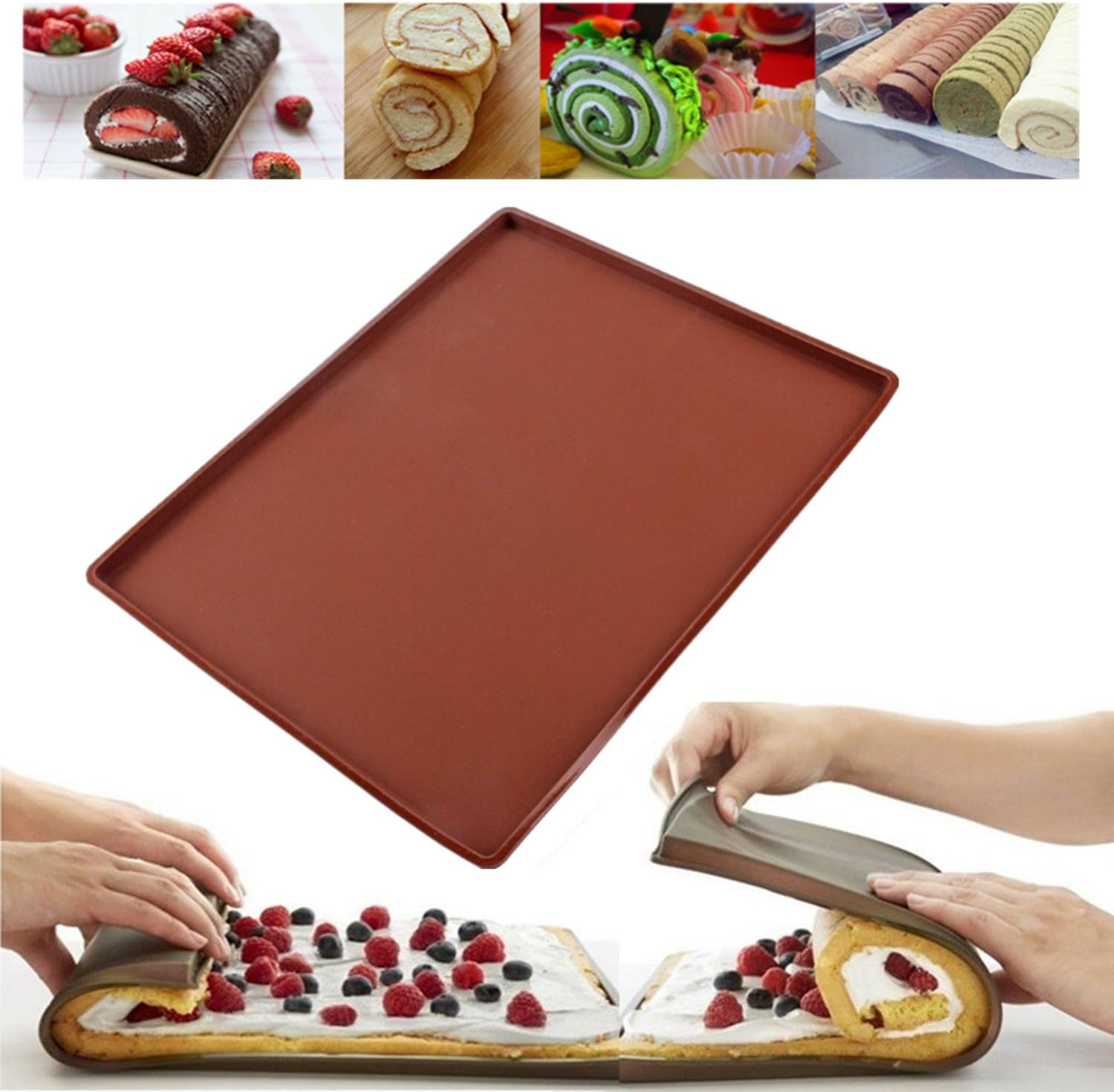 Genossen Silicone Swiss Roll Mat Baking Multifunctional Non Stick Cake Baking Pizza Pastry Pad Tray Tools
