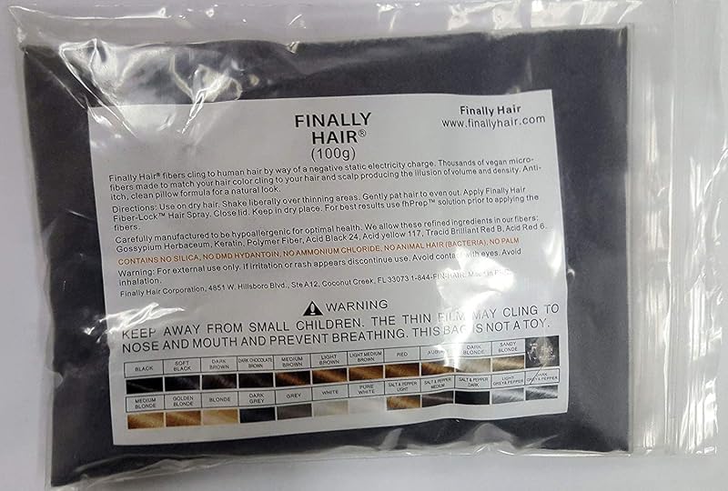 Fibras capilares para preenchimento Finally Hair Dark Grey & Pepper, refil com 100 g