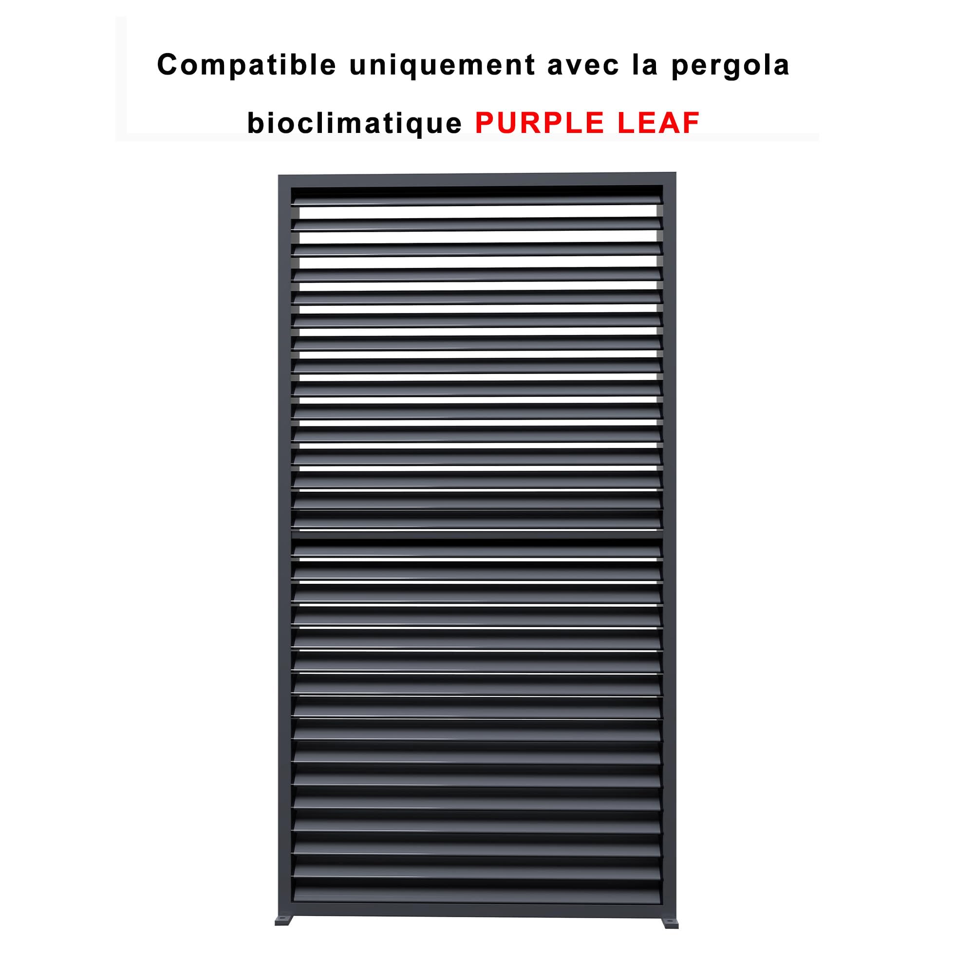 PURPLE LEAF Pergola Bioclimatique Panneau Brise-Vue (1/4 côté 4,24 m)，Gris | Compatible avec la pergola de jardin extérieur PURPLE LEAF 4,24 m, Stable au vent, Intimité renforcée, Installation facile