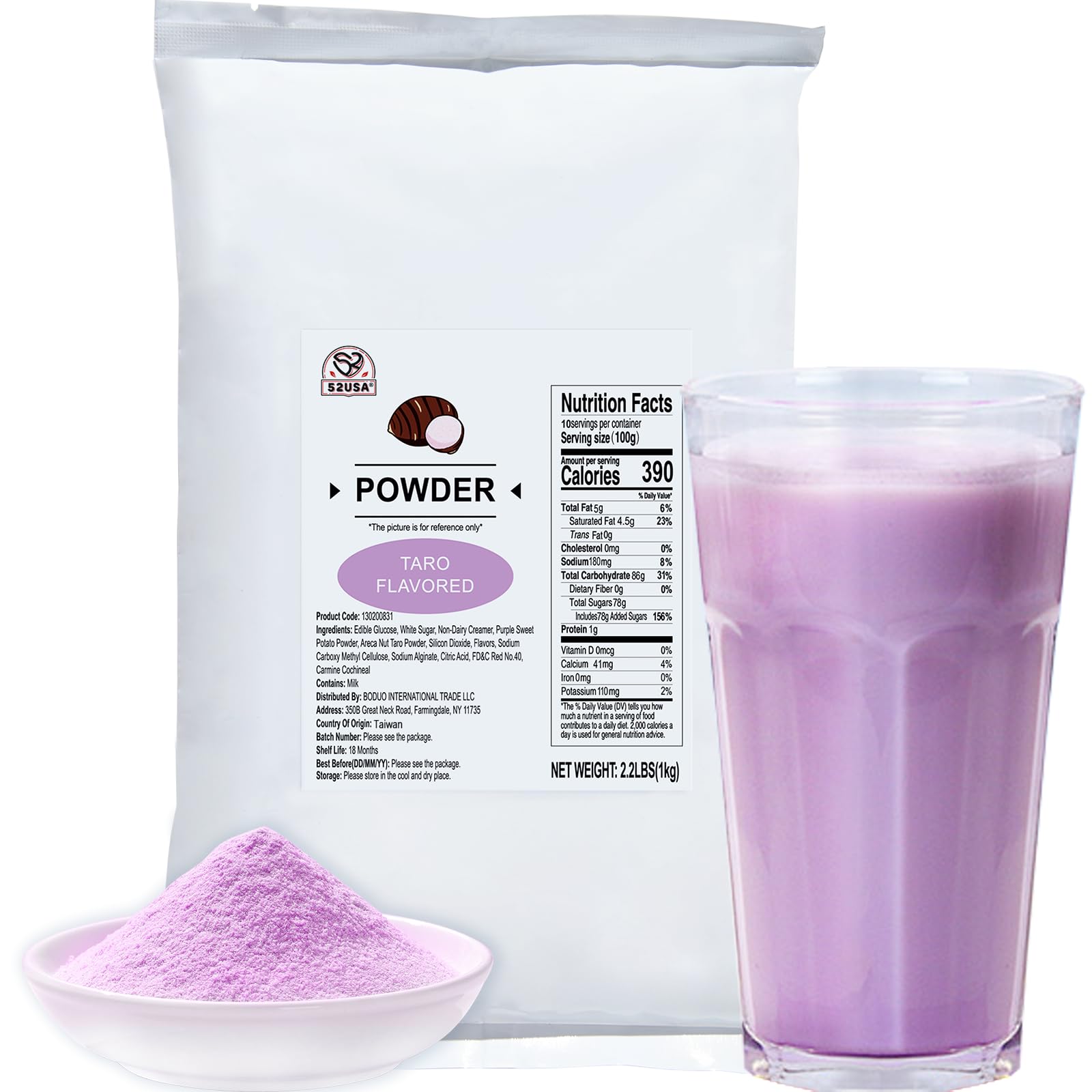 52USA Taro Flavored Powder 1kg – Premium Mix for Bubble Tea, Smoothies, Milk Tea & Desserts