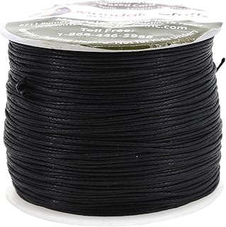 Mandala Crafts Black 0.5mm Waxed Cord for Jewelry Making - 109 Yds Black Waxed Cotton Cord for Jewelry String Bracelet Cord Wax Cord Necklace String