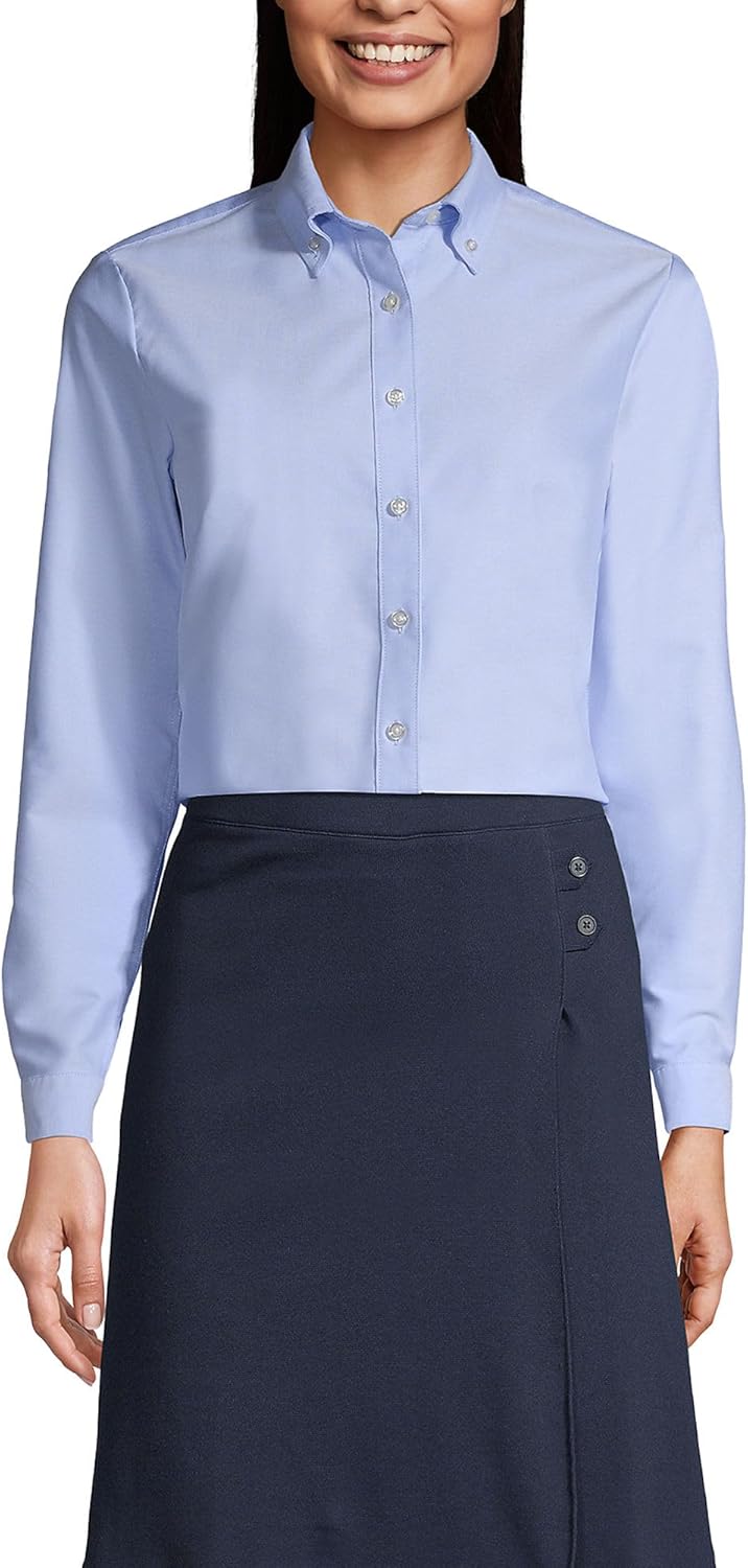 Lands' End School Uniform Women's Long Sleeve Oxford Dress Shirt