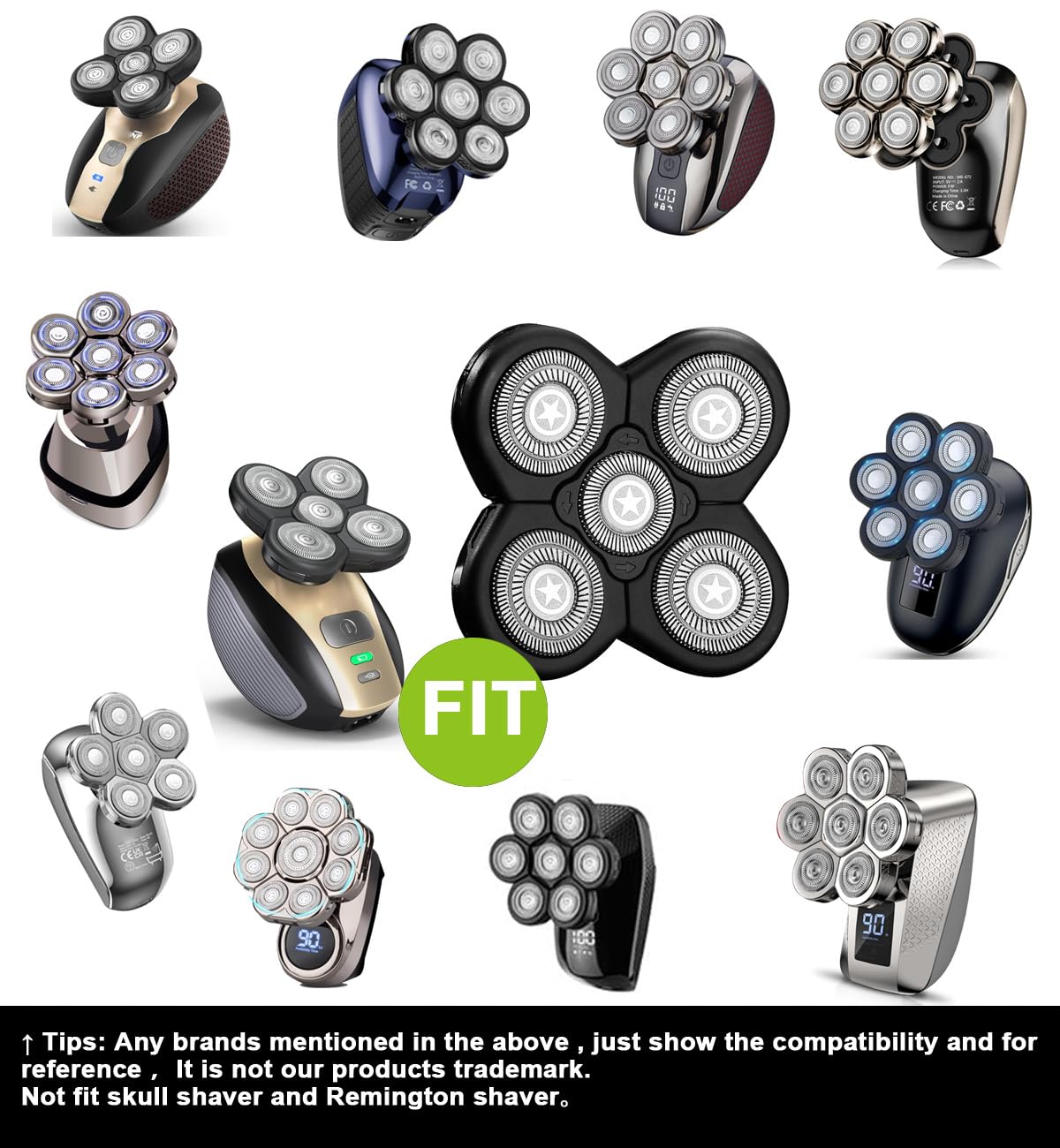 Universal 5 Blades Shaver replacement Heads Compatible with FREEDOM Head Shaver,Universal replacement heads (5 Blades Black) - Image 2