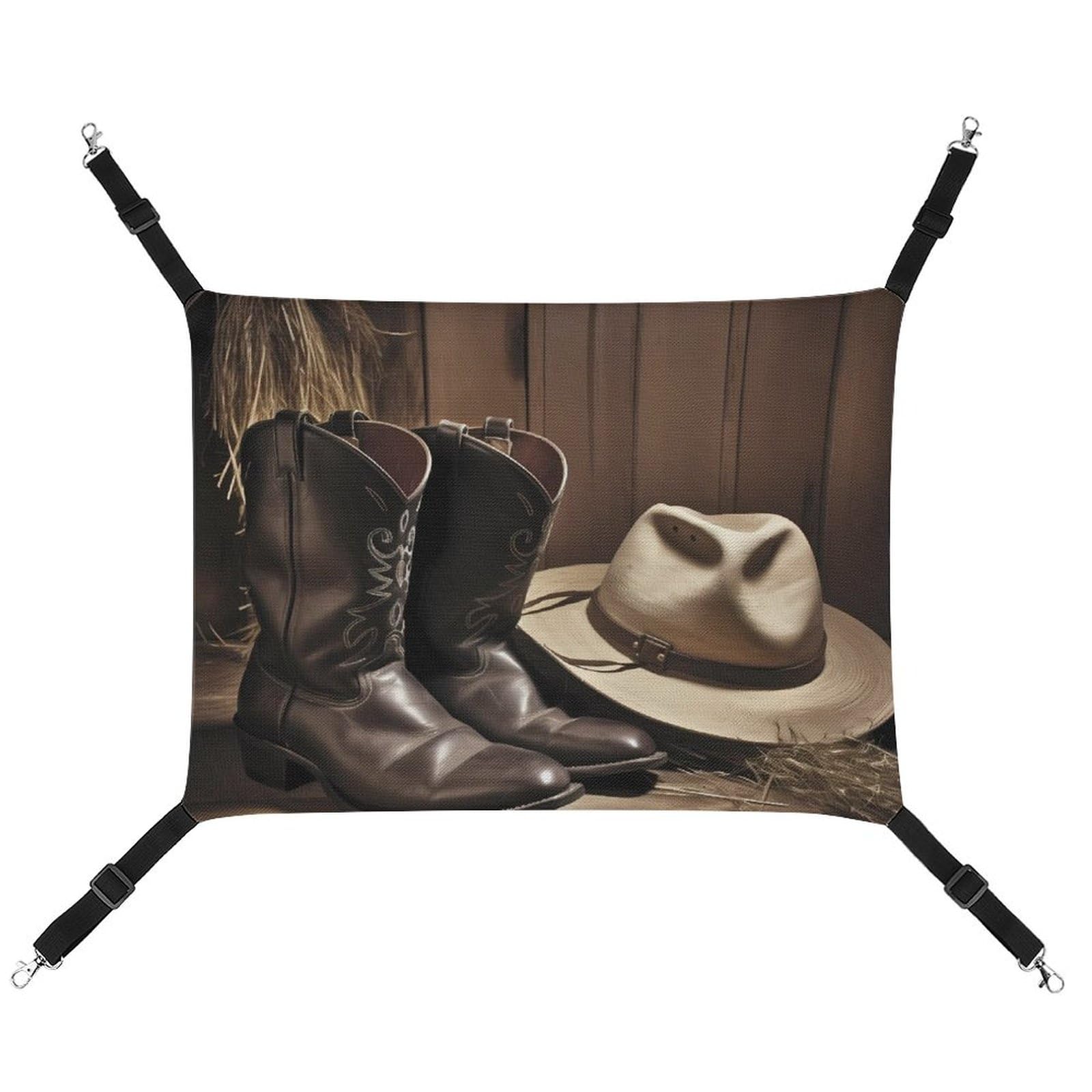 Lit doux pour chats et lapins style cowboy noir suspendu