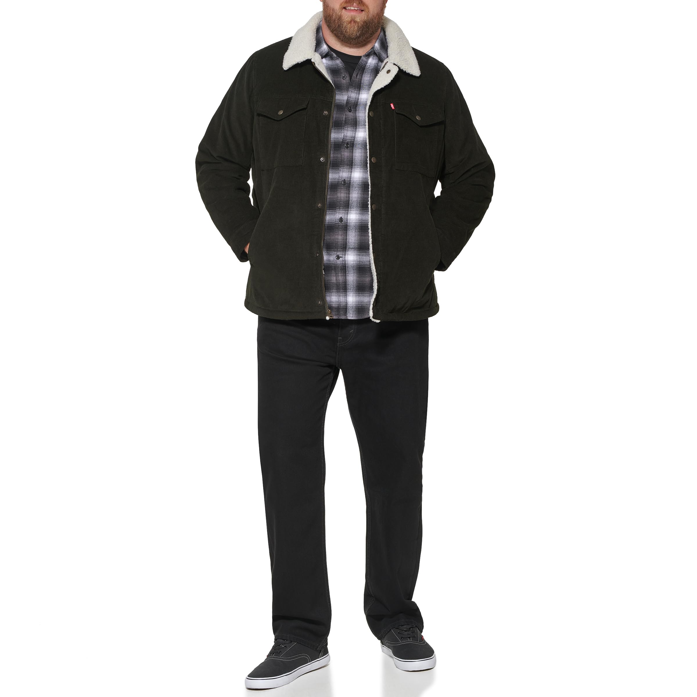 Levi's Men's Corduroy Sherpa Trucker Jacket, Olive, 5X