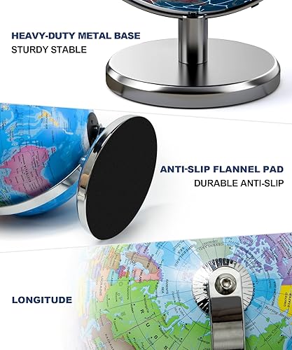 Miniatura 7 de Globo del mundo iluminado de 8 pulgadas con luz nocturna de constelación, globo educativo iluminado para niños y adultos, globos de aprendizaje de