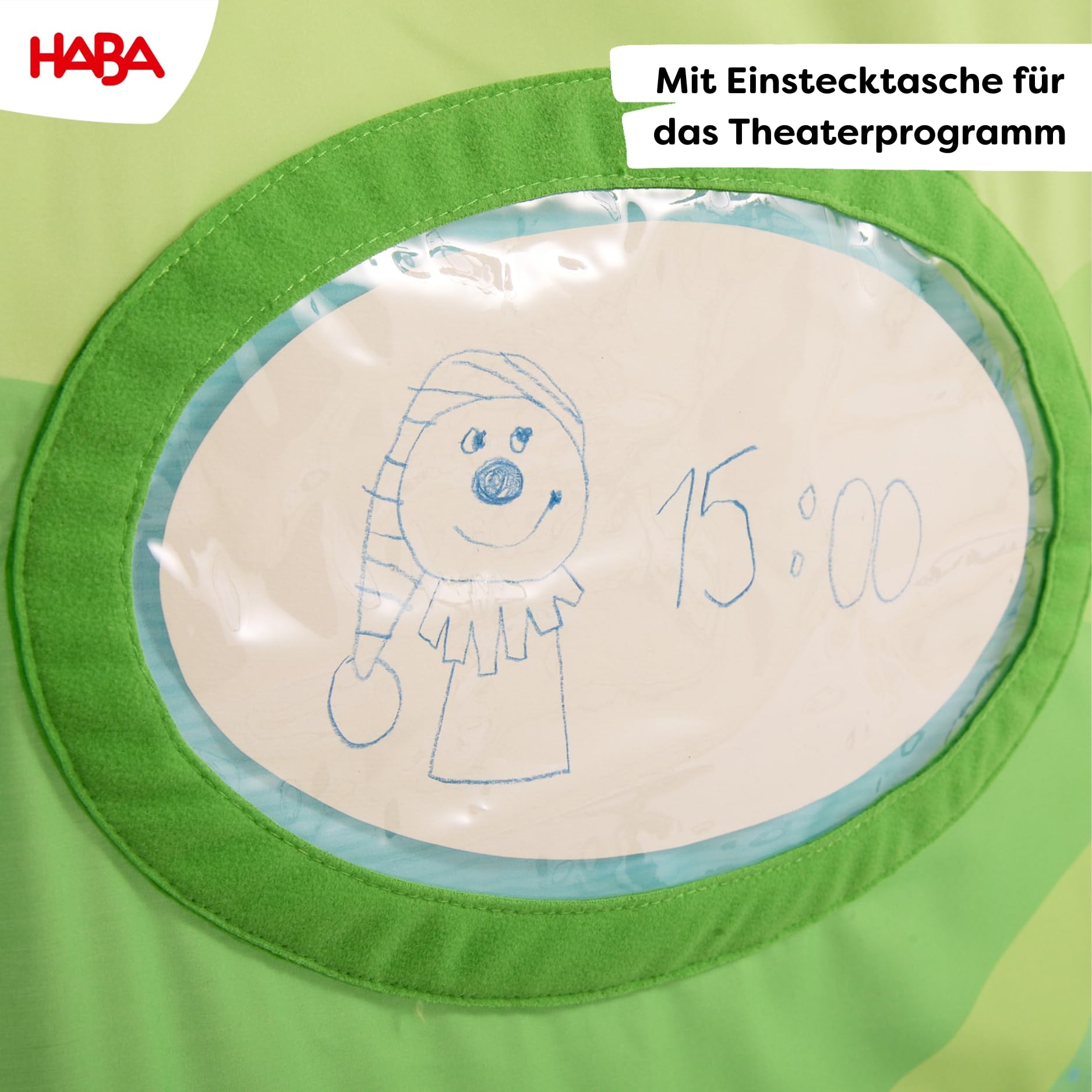 HABA Türtheater – Flexibles Kasperletheater mit Teleskopstange, einfache Befestigung im Türrahmen, Puppentheater ab 3 Jahren – 2011845001