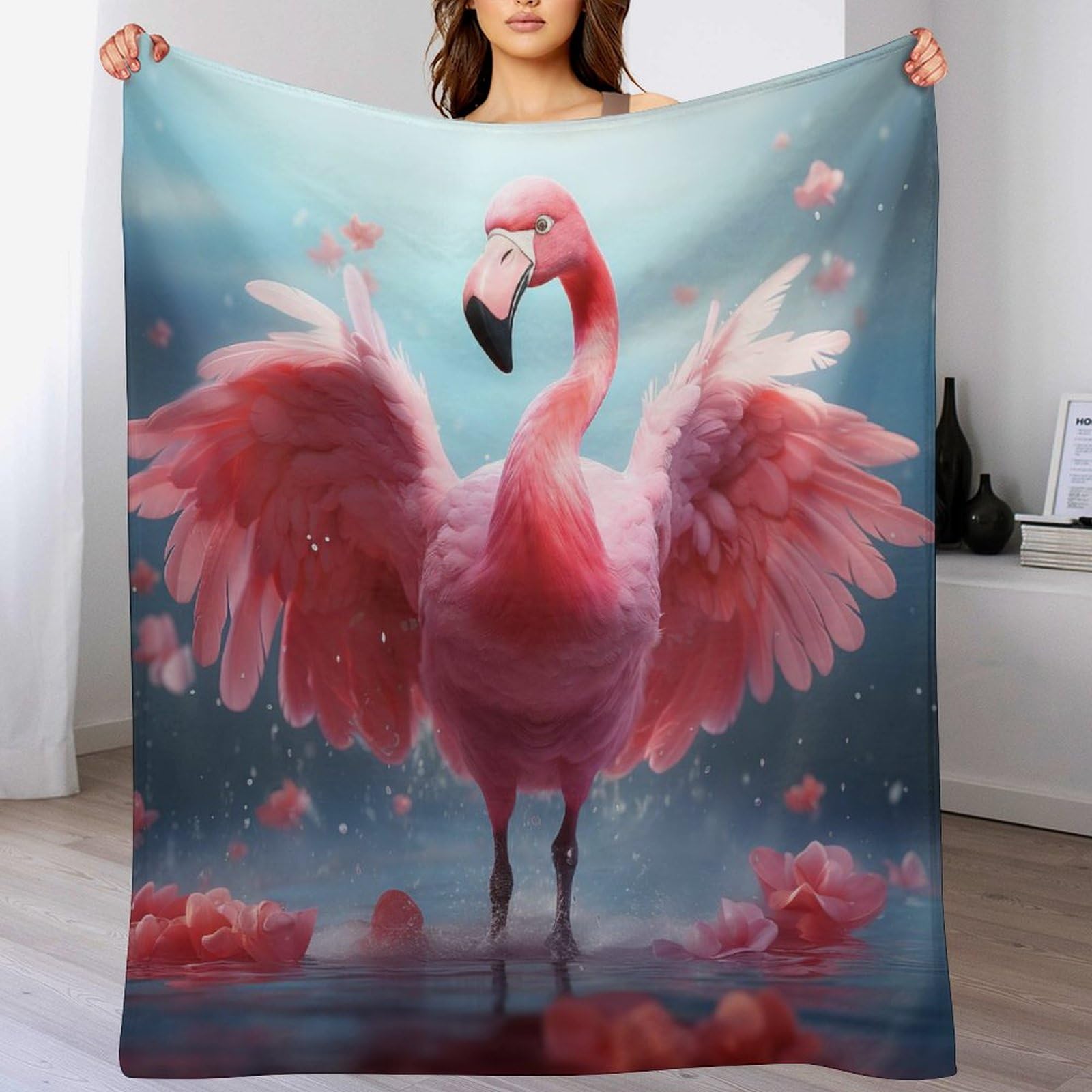 Couverture polaire flamant rose plaid flanelle douce 100x130 pour canapé lit
