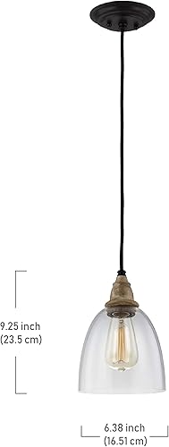 Miniatura 3 de Feiss P1394DFWDWZ Lámpara colgante de vidrio de matrimonio, marrón, 1 luz (6 "diámetro x 9 "H) 60 vatios