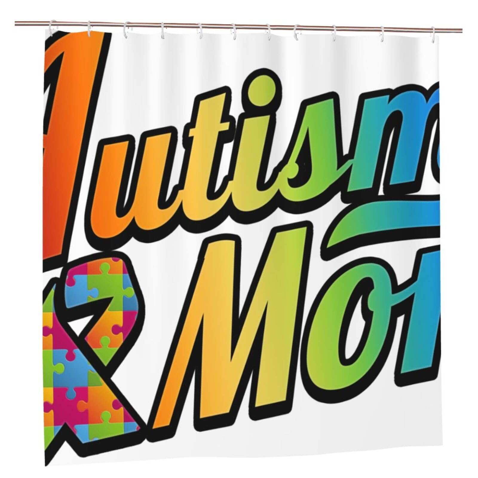 Oudrspo Autism Mom Unique Designer Artwork Shower Curtain 72x72 Inch - Polyester Bathroom Decor with Metal Grommets