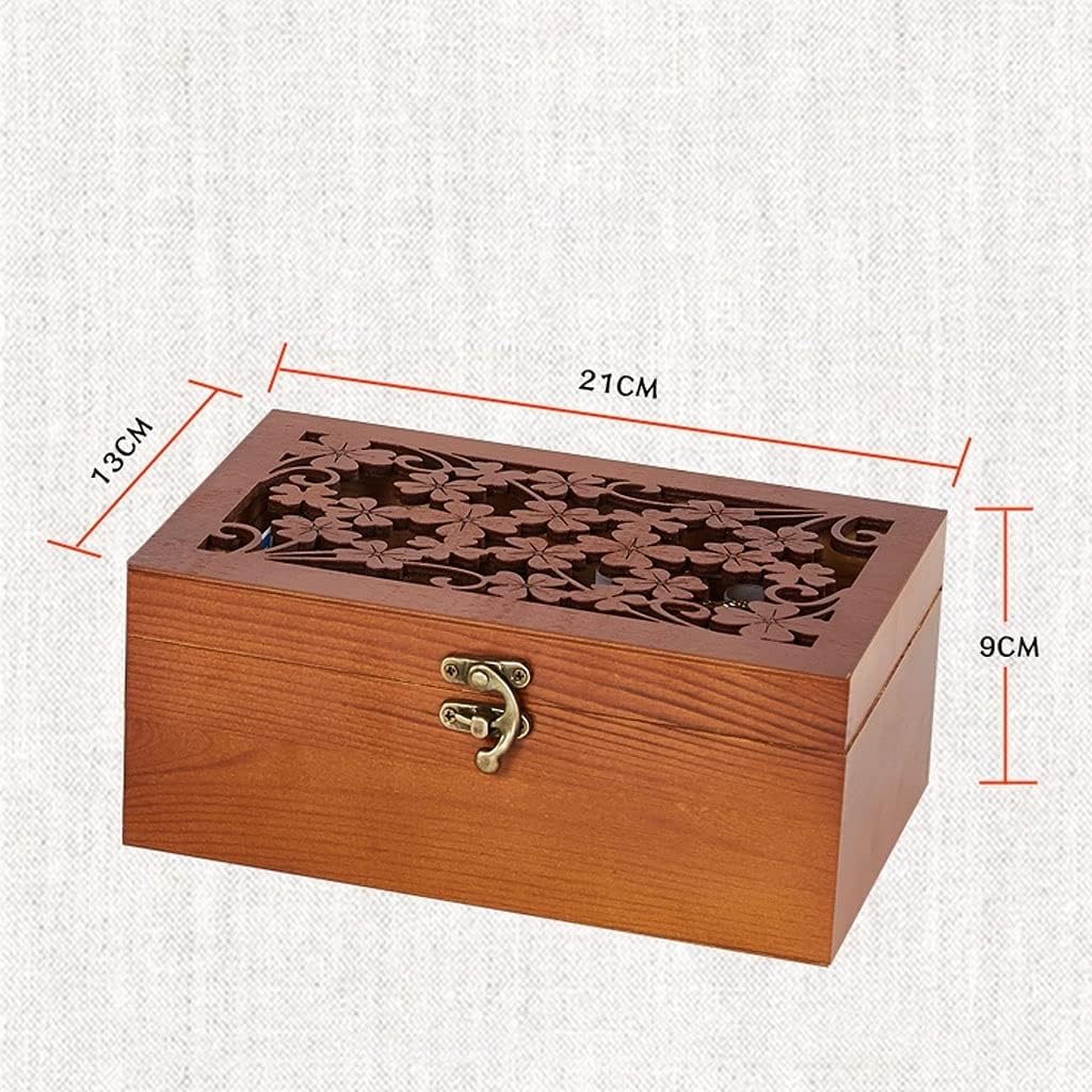 Empty Box Home Needlework Box Wood Retro Portable Handheld Embroidery Sewing Needle Line Storage Box (Color : A, Size : M)