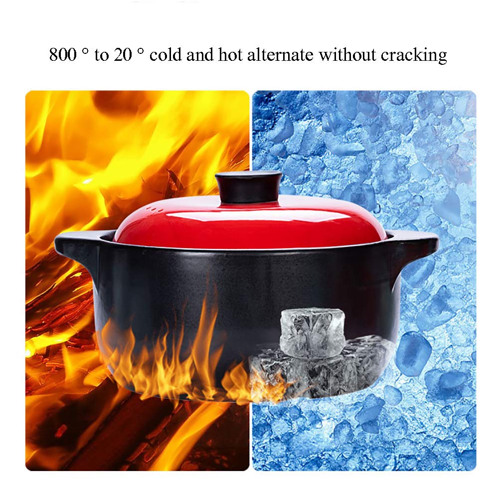 Hogar Braising Pan Cocotte,Coreano Guisada Cerámica Cazuela,Calor-resistente No-palo Cacerola Con Lid Amarillo 4 Litros