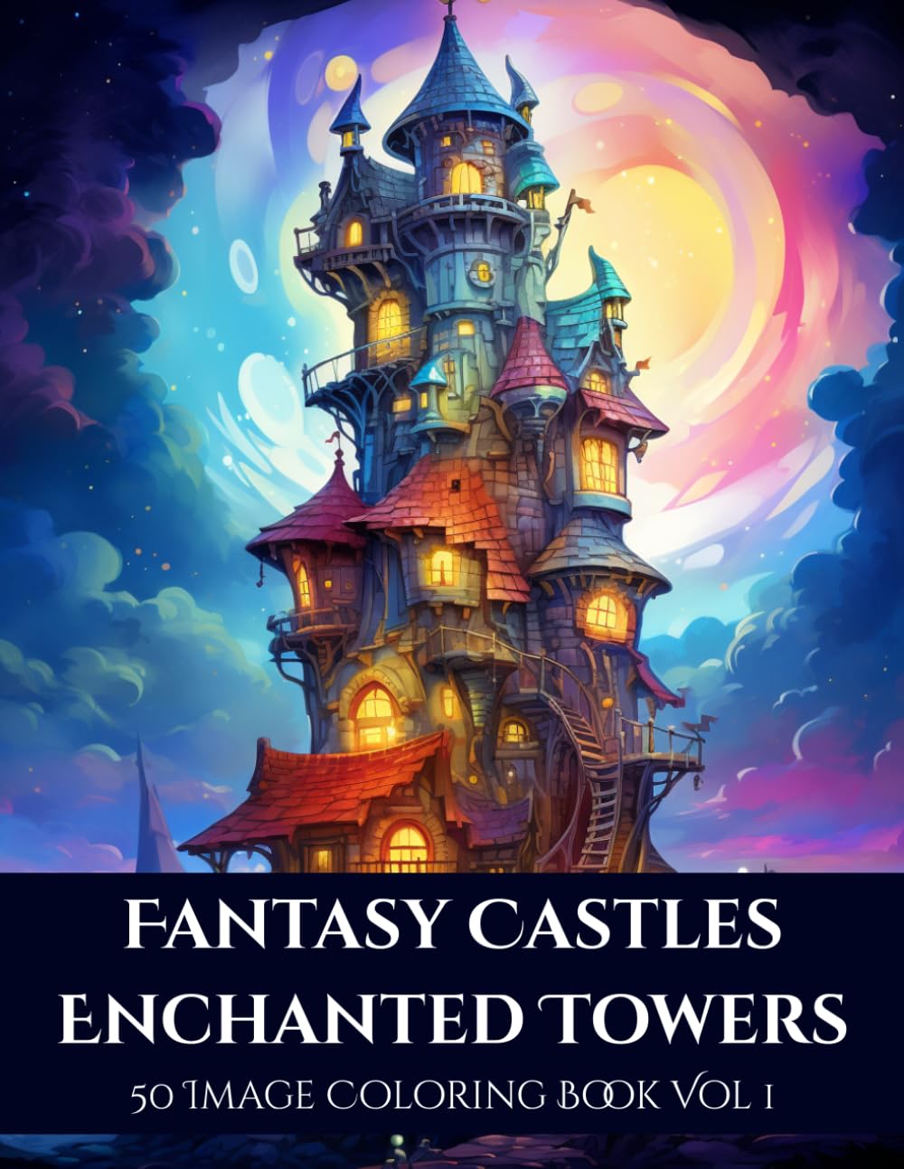 Fantasy Castles: Enchanted Towers Coloring Book Vol 1: 50 Magical Castle Scenes for Relaxation, Creativity, and Stress Relief