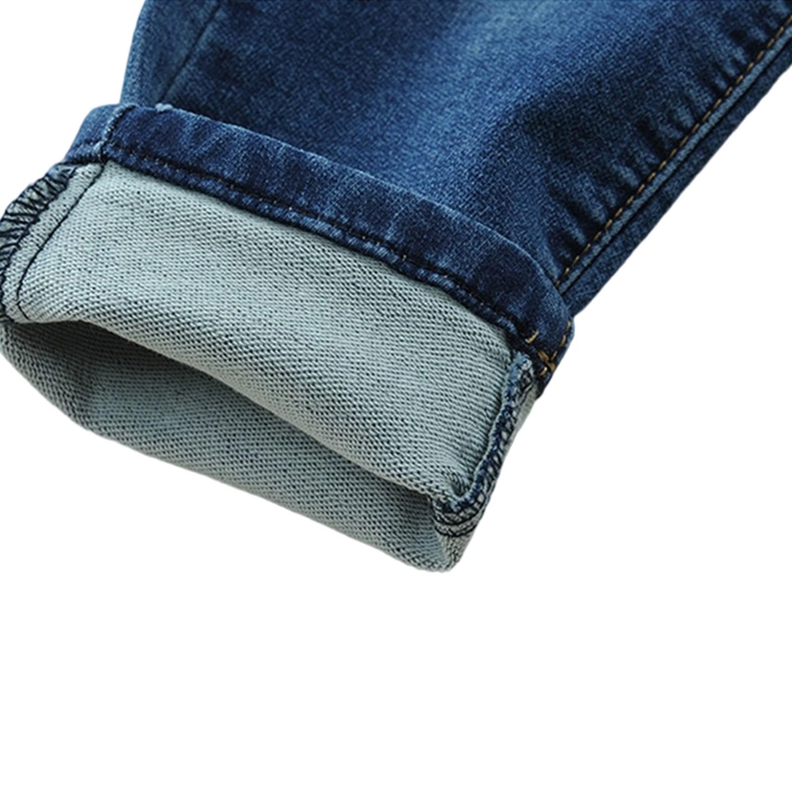 Genérico Pantalones de Chandal Niño Pantalones Vaqueros Rectos Lavados de Cintura Media con Elástico para Niño Pequeño y