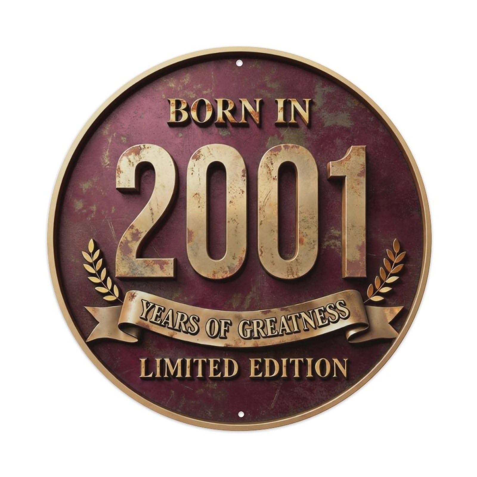 Born In 2001 Years Of Greatness Year-Themed Birthday Gift Metal Tin Sign