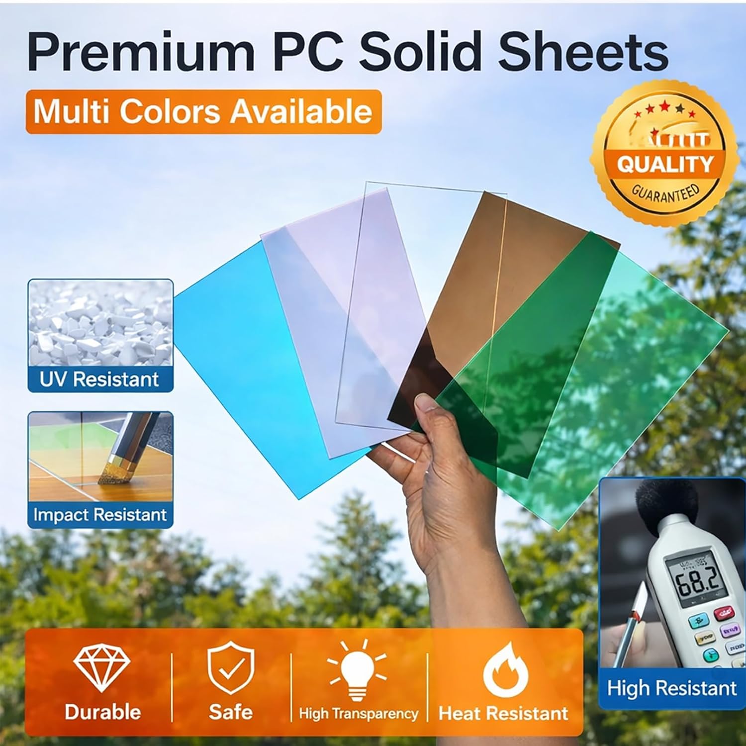 Polycarbonate Greenhouse Panels, Clear Polycarbonate Sheets Outdoor Awning Covers for DIY All Weather Outdoor Garden and Greenhouse Covering, Glass Replacement(Blue,1.2x6m/4x19.7ft)