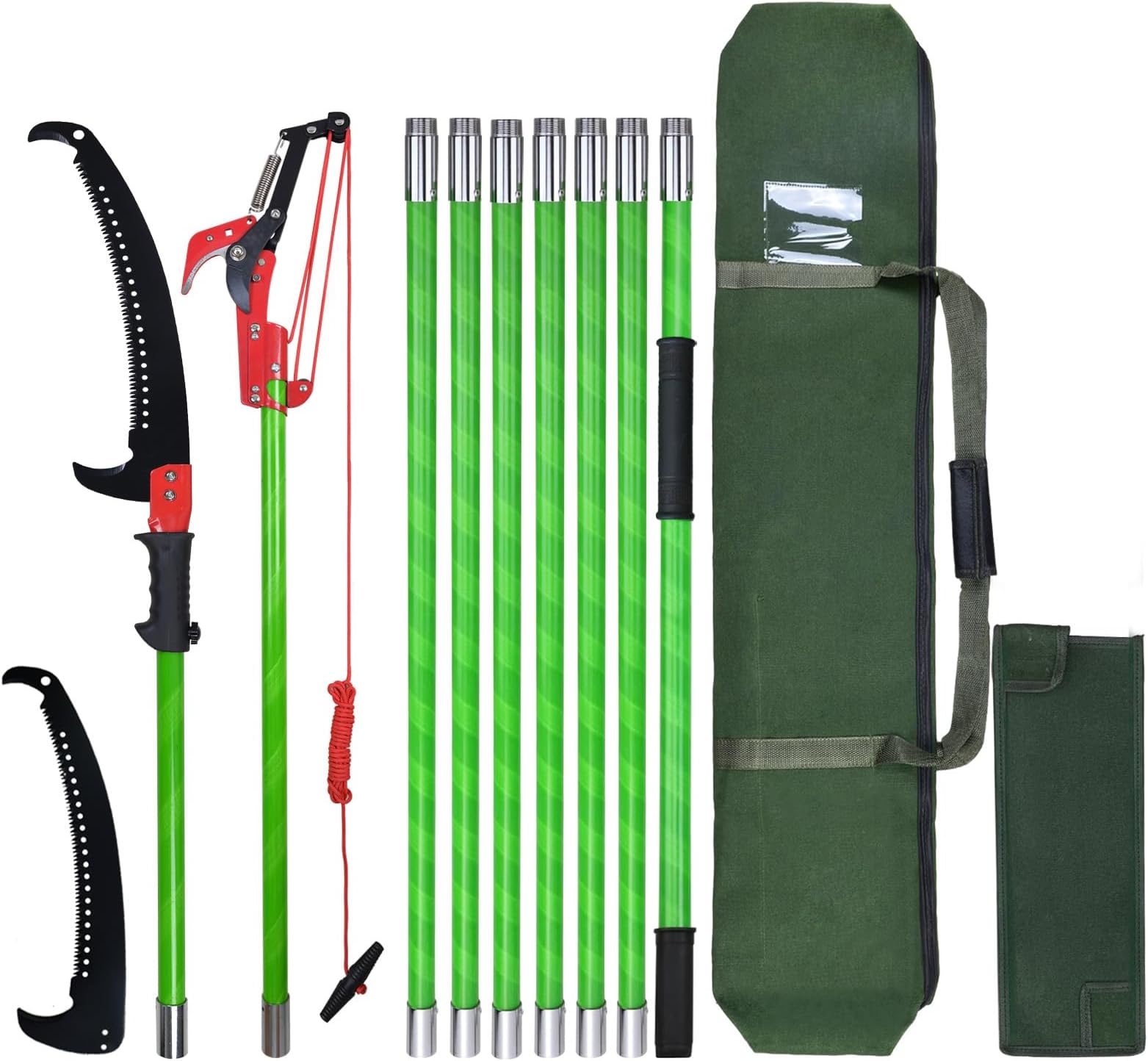 26FT Pole Pruning Saw Long Handle Adjustable Length,Tree Pruner Tree Loppers Long Reach for Palm Oak High Branches,with Carry Bag and Sturdy Pole, Cuts Clean and Fast (Contains Scissor-C)