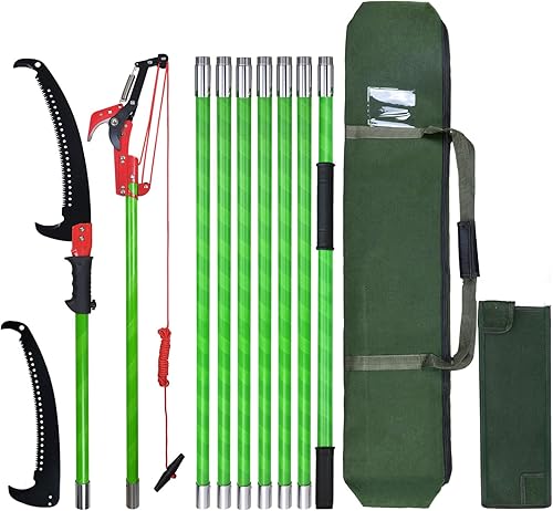 Podadora larga de árboles, sierras de poste para recortar árboles, juego de cuchillas de sierra de mano extensibles de 26 pies, recortadora de