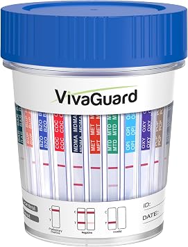 VivaGuard 12 Panel Multi-Drug Test Kit,at Home Drug Test Cup for All Drugs,Home Use Drug Test Kit Screening Cups for Urine,AMP,BAR,BUP,BZO,COC,MDMA,MET,MOPOPI,MTD,OXY,PCP,THC-[1 Pack]