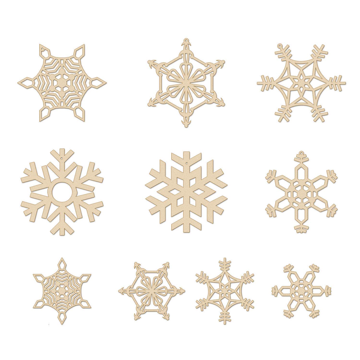 Incredible Gifts India DIY Christmas Tree Ornaments for Decoration at Home | Christmas Décor | Snowflakes (Wood, Set of 10 pc)