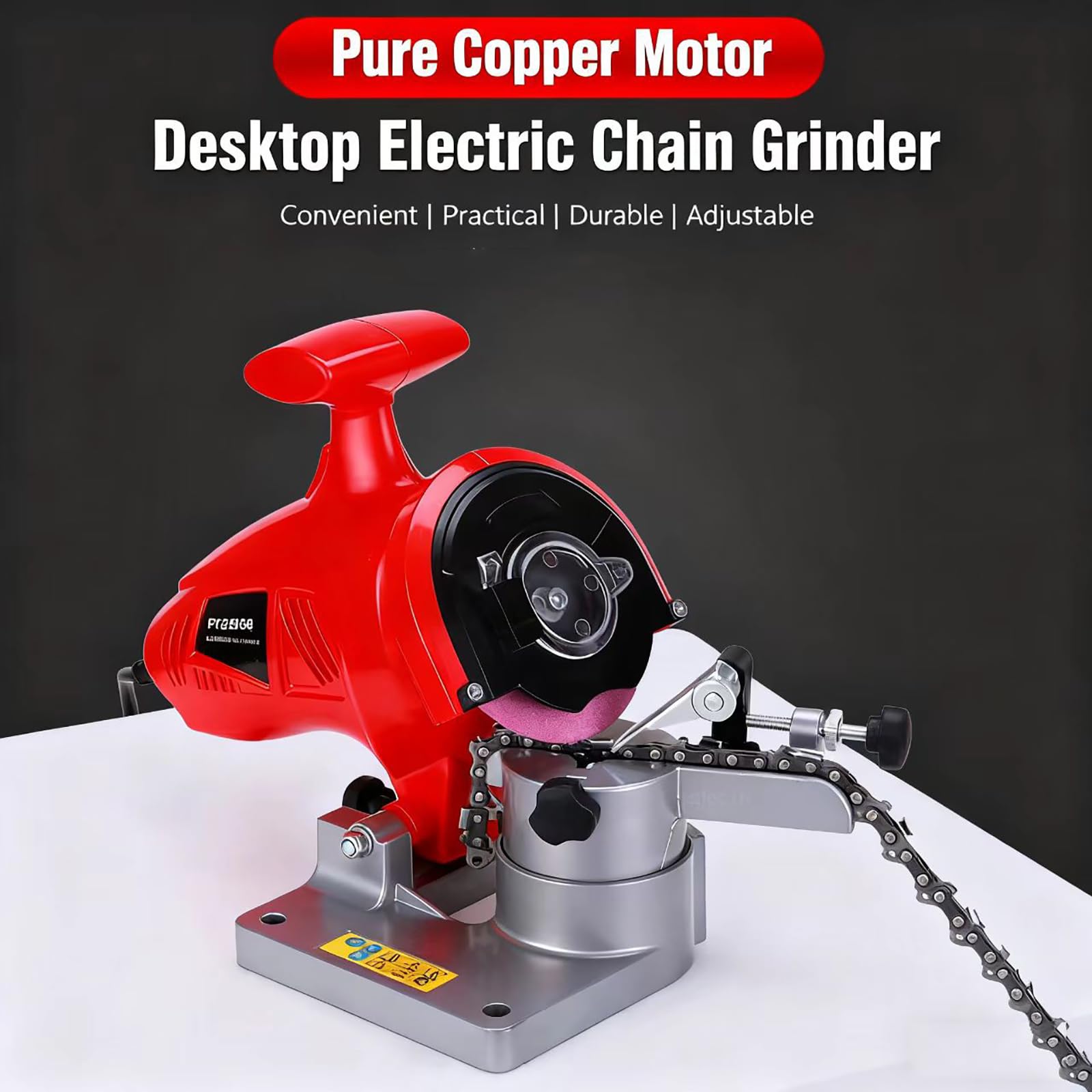 COYEUX Afilador De Motosierra Eléctrico De 250 W, Rectificadora De Cadena De Escritorio con Botón De Ajuste De Posicionamiento De Cadena, Ángulo Ajustable De 0-35 ° Y 7500 RPM, para Cadena De Sierra