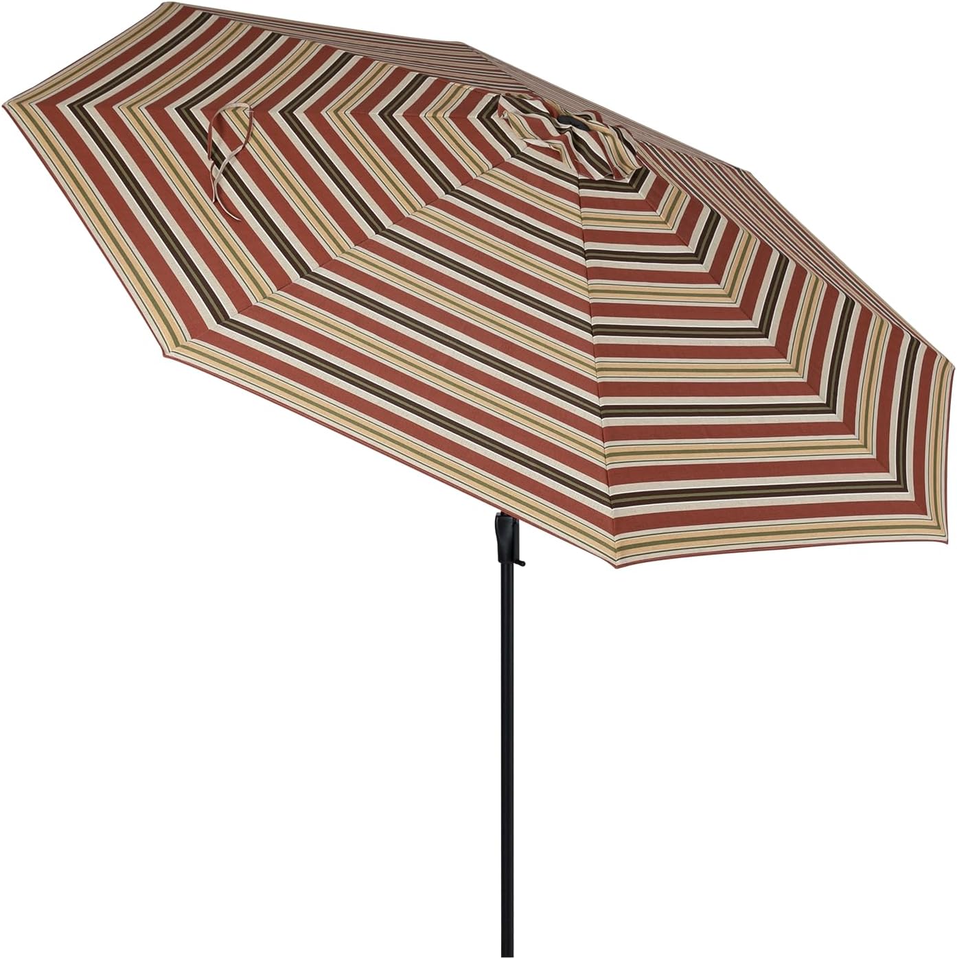 Tempera Striped Patio Umbrellas Outdoor Table Market Umbrellas with Crank & Pust Button Tilt|Auto-Tilt, 8 Steel Ribs, High Color-Fastness Canopy