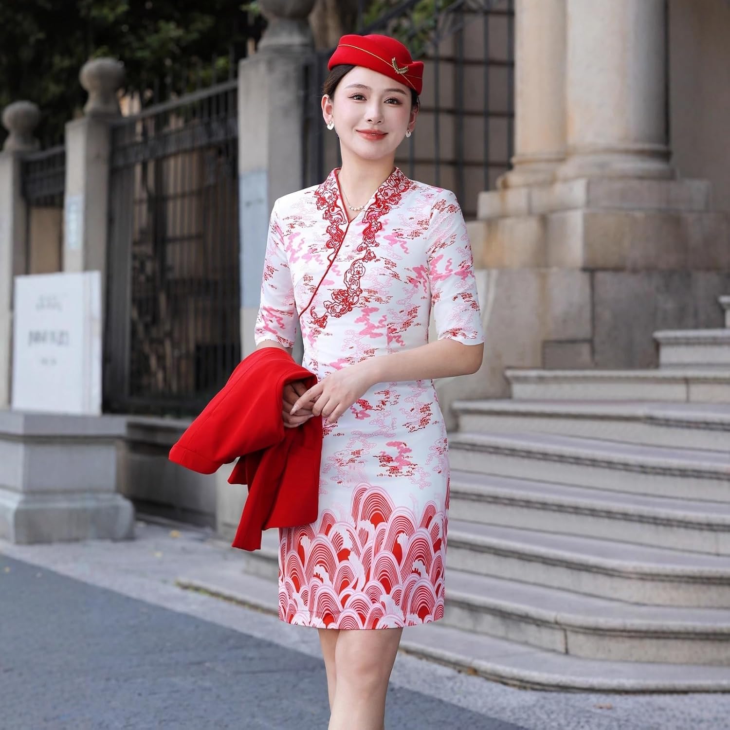 Short Sleeve Blazer and Pleated Skirt Set Women's Spring Summer Office Preppy Suit