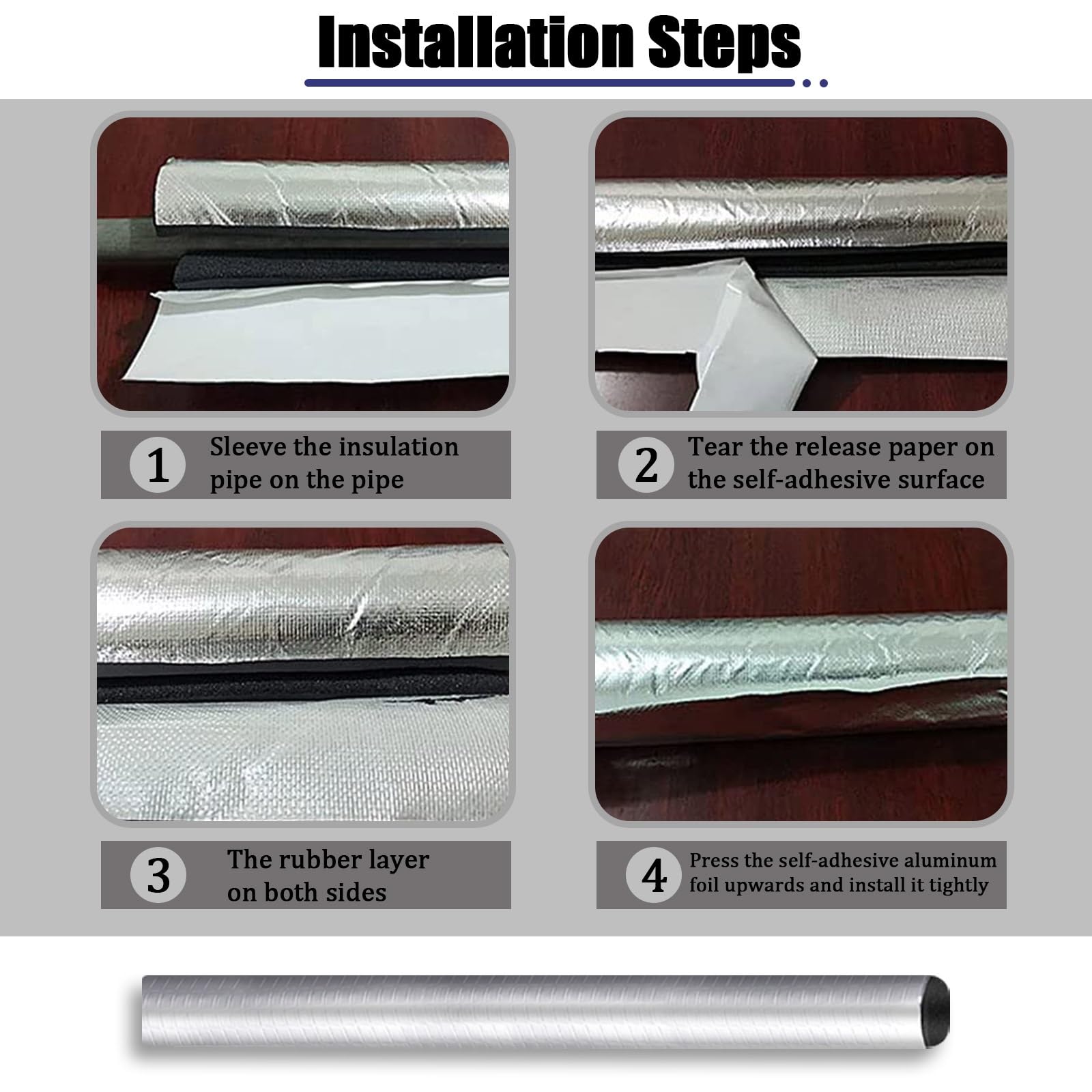 Tubo aislante de protección contra heladas de 0,9 m para uso en exteriores, funda de aislamiento de papel de aluminio para aire acondicionado, cubiertas industriales de agua caliente y fría (10 mm x