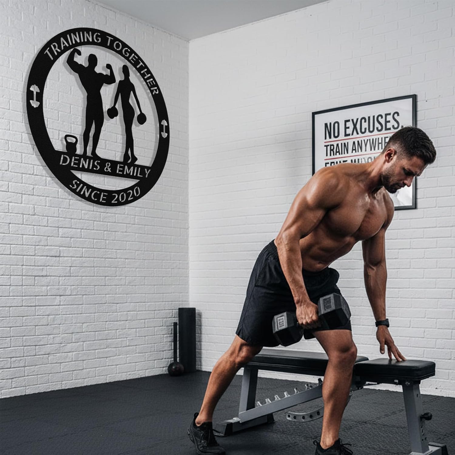 Custom Gym Sign for Home Gym, Personalized Gym Sign Metal Wall Decor Art image 3