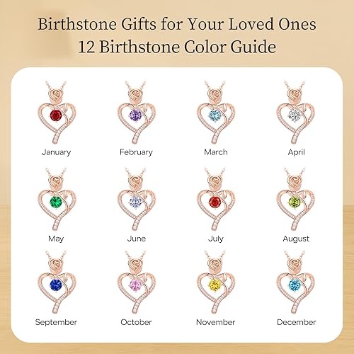 Miniatura 6 de Meeshi Collar de corazón de rosa para mujer, regalos de cumpleaños, collares de aniversario para esposa, regalo de joyería para mamá, cumpleaños,