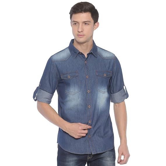 Buy Raa Jeans Men's Denim Blue Solid 