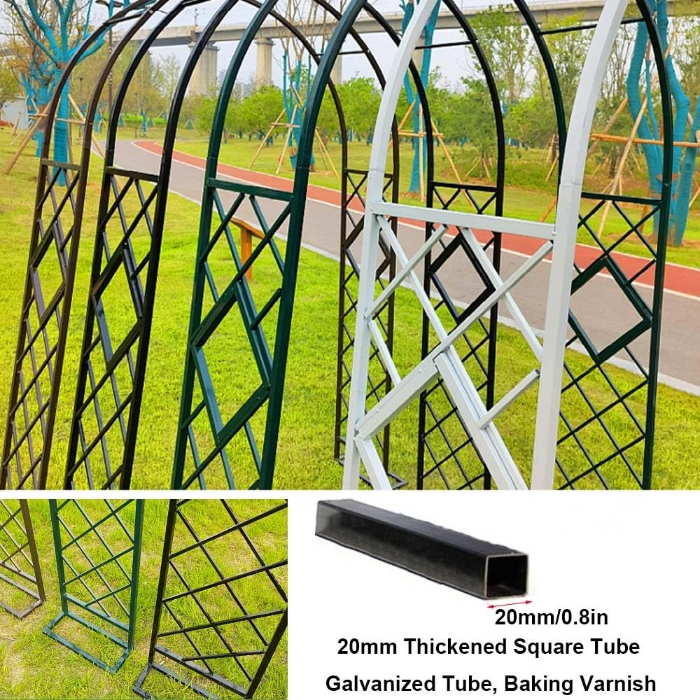 Metalowy wspornik łuku ogrodowego do roślin pnących, szerokość łuku różanego 140 340 cm, kwadratowa rura, 20 mm, zielona, idealna do dekoracji ogrodu i kratki na zewnątrz.