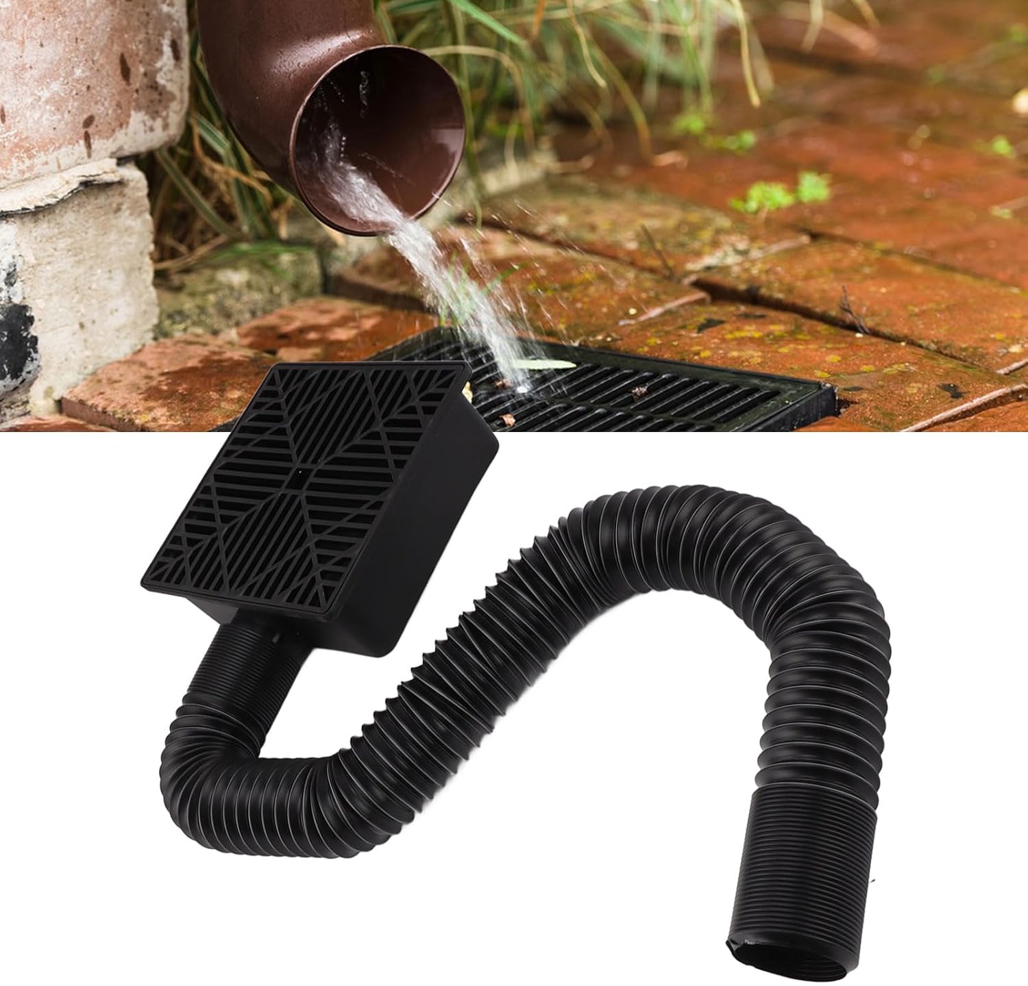 Gutter Downspout Extensions, Downspout Extender Catch Basin, Flexible Pipe Extension for Protect House Foundation