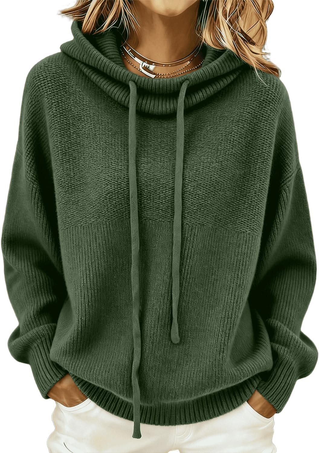 Women's Cowl Neck Sweater Dressy Casual Oversized Slouchy Long Sleeve Knit Pullover Tops