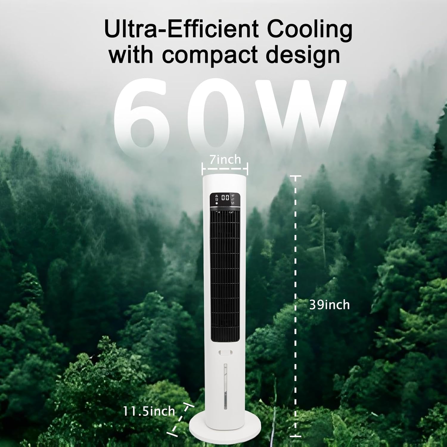 Size 41 Color White Windowless Portable Air Conditioner, 41” Evaporative Air Cooler with Remote, Swamp Cooler 3 Models,12H Timer, 70°Oscillation Tower Air Conditioner 3L Water Tank & 2 Ice Packs for Room Bedroom Office