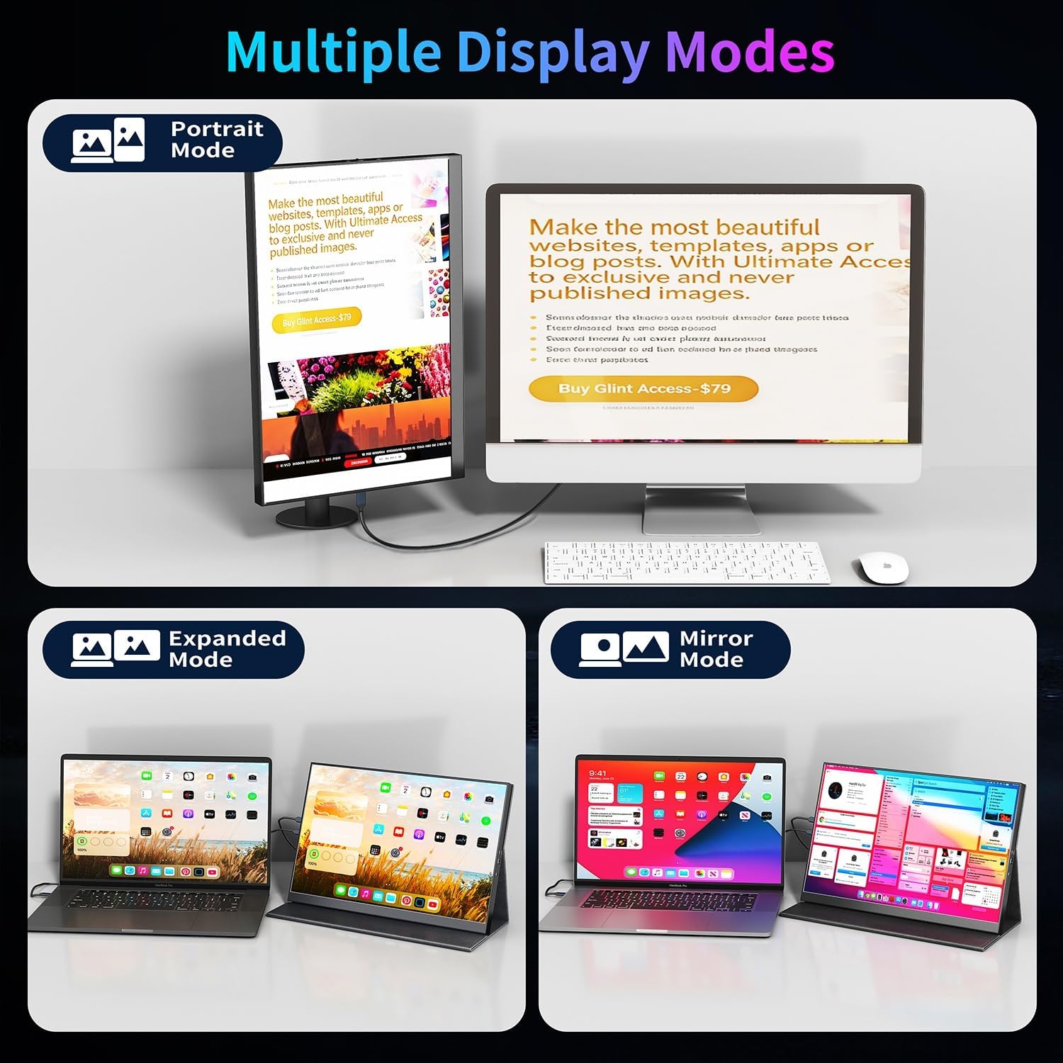 16" 144Hz Portable Monitor, FHD 1200P HDR Portable Gameing Monitor with USB-C HDMI VESA and Magic Cover,External Screen for Laptop,PC,Phone,PS5,Mac,Xbox,etc.