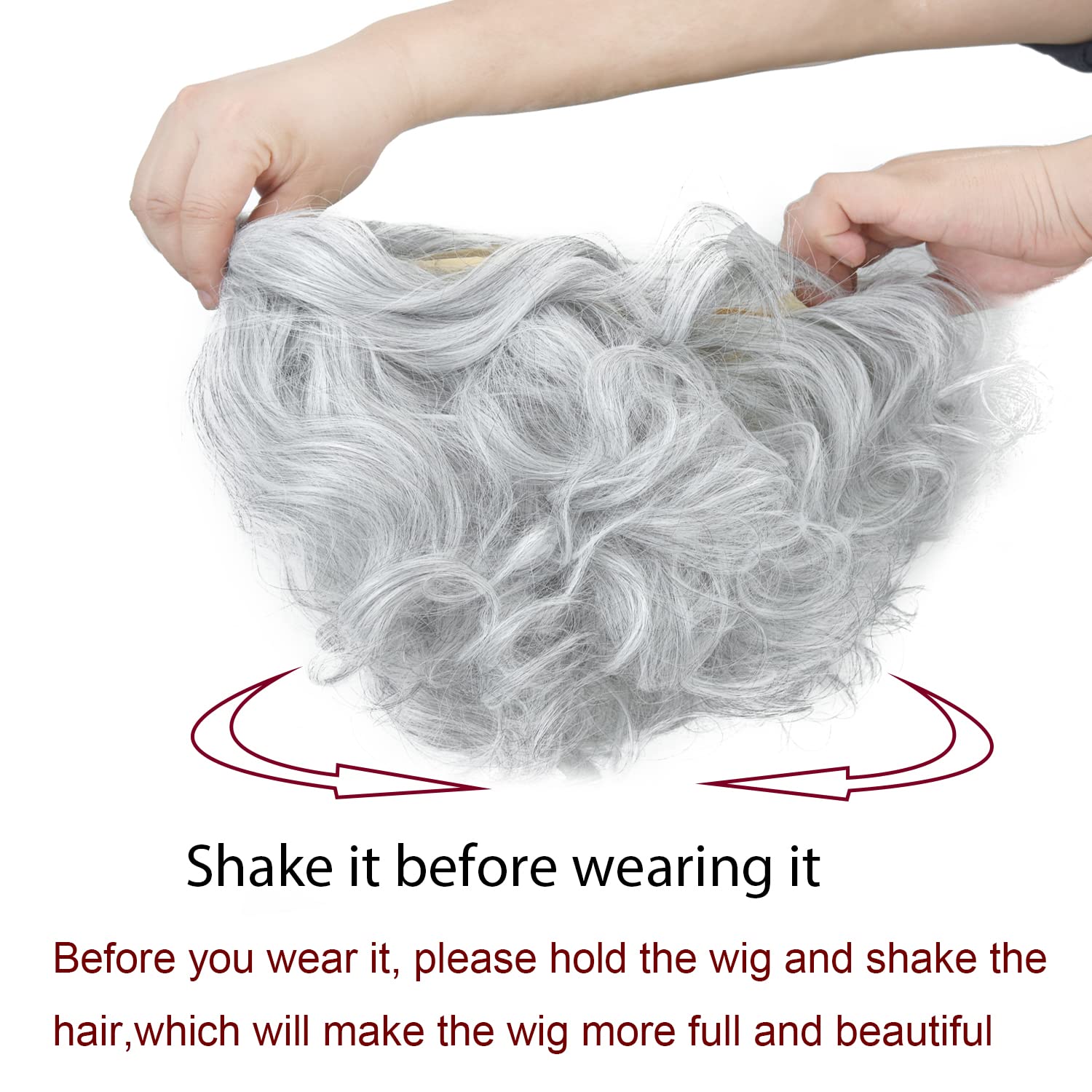 Old Lady Grey Short Curly Grandmother Madea Costume Gray Wigs with Glasses Pearl Chain,Necklace,Pearl Bracelet,Earring, Caps 7 Peice Set - Image 9