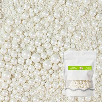 Mkostlich White Pearl Sprinkles Mix-sized, 8.4oz/238g Edible Pearls for Cake Decorating, Sugar Pearls, Cupcake Sprinkles White, 8.4oz/238gMix