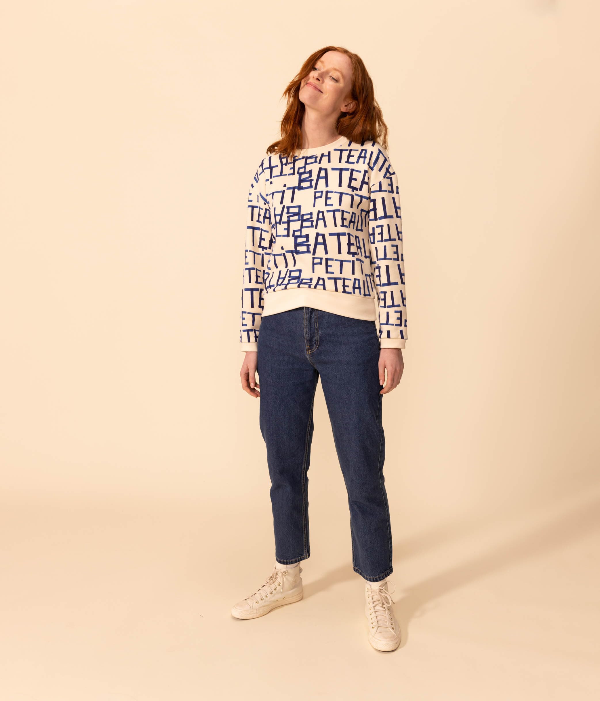 Bluza damska Petit Bateau, Avalanche White/Multico, L