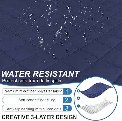 Miniatura 3 de ALIECOM Juego de 3 fundas para sofá modular en forma de L, resistentes al agua, acolchadas, gruesas, suaves, en forma de L, antideslizantes,