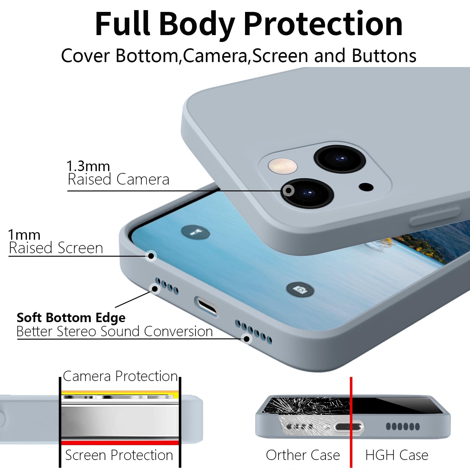 Liquid Silicone Case For IPhone 13 Mini - [Camera All-Round Protection] [Soft Microfiber Lining Anti-Scratch] 4 Layer Full Covered Shockproof Gel Rubber Phone Case Cover, 5.4", Pink - View #8