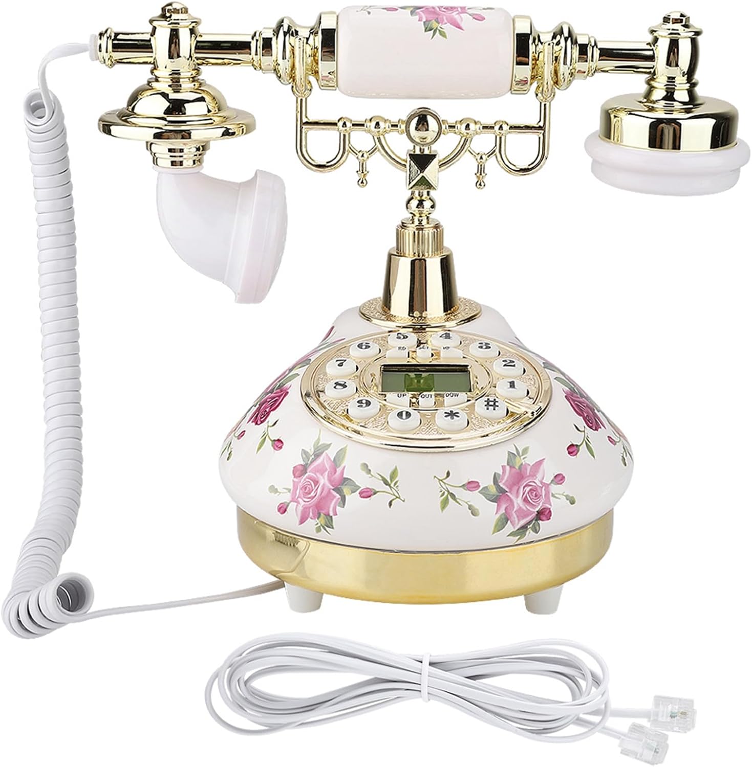 MS-9101 ヴィンテージレトロイミテーションアンティーク電話、マルチアングルスマートスクリーン付きセラミックオフィス電話、DTM