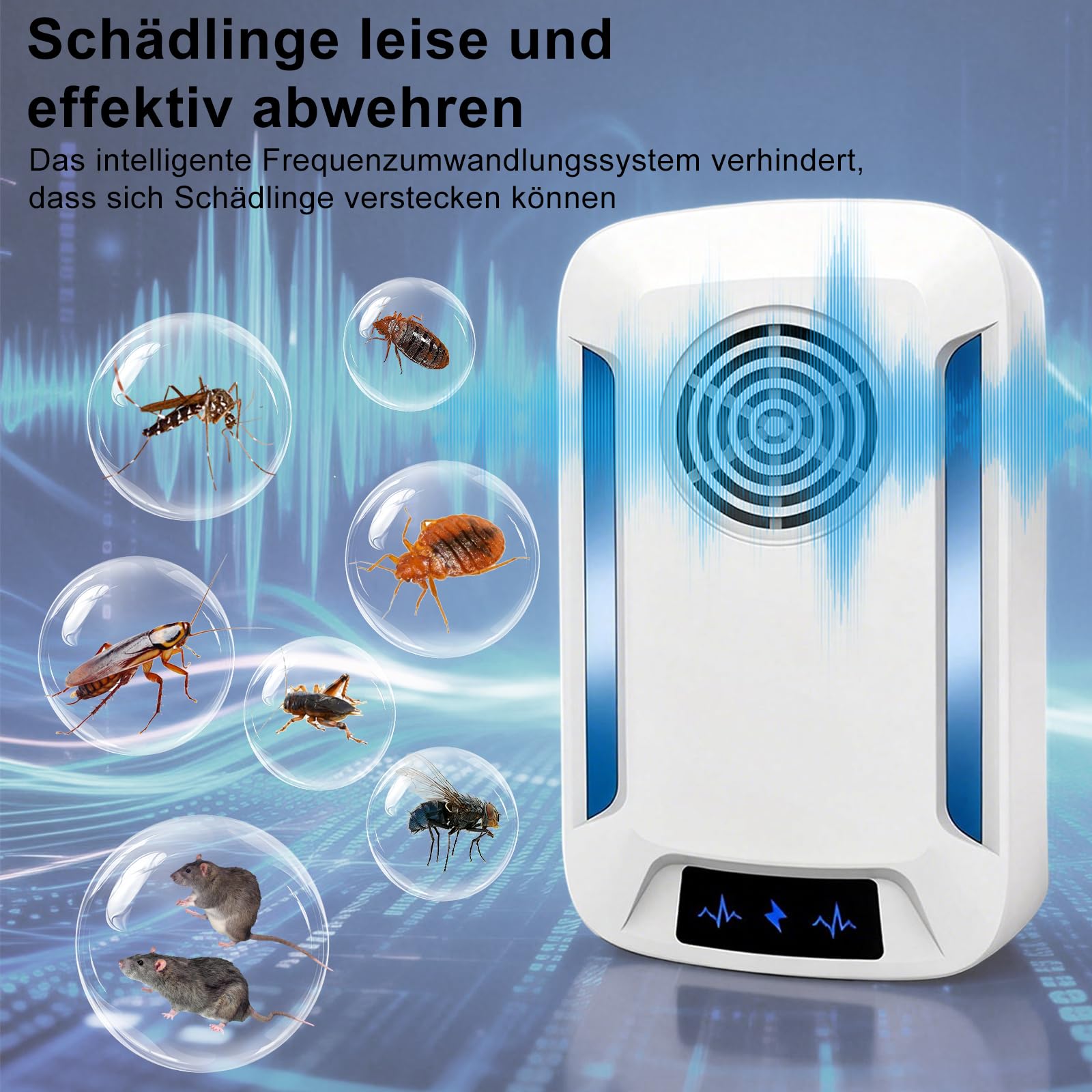 Ultrasuoni per Topi da Interno, Dissuasori per Formiche, 2 Pezzi Repellente Ultrasuoni Anti Zanzare - Non Tossico, Sicuro e Silenzioso, Repellente Efficace senza Chimici – Tecnologia Plug & Play